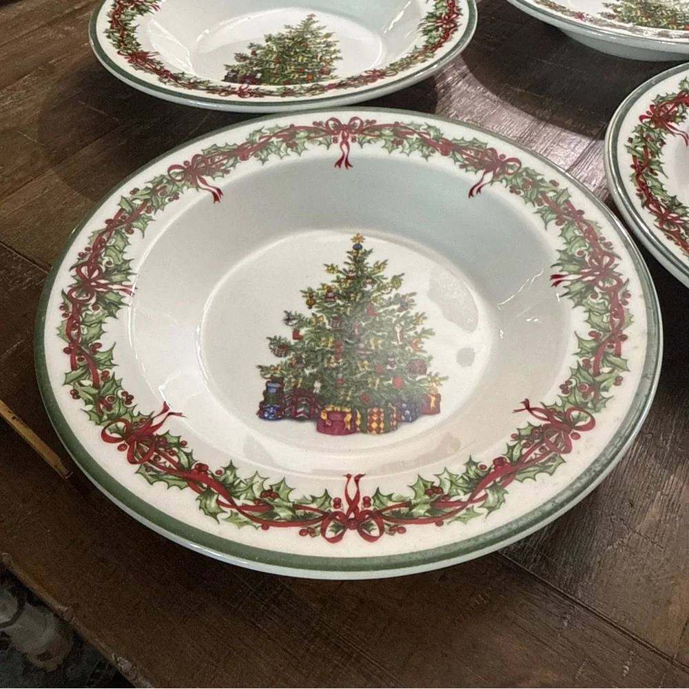 Christopher Radko Traditions Holiday Celebration Tree Dinner Bowls- 4